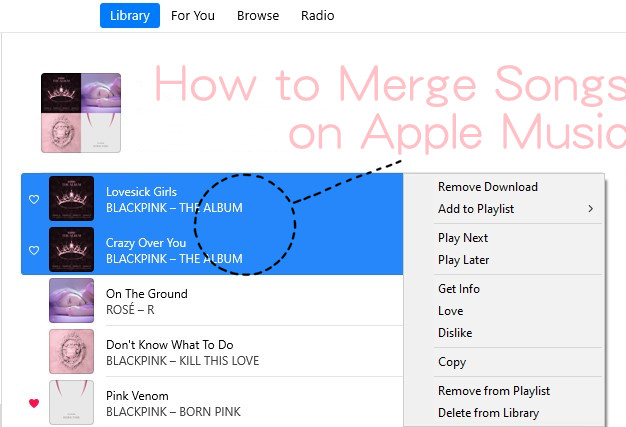 apple music merge songs