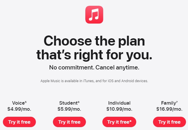 apple music subscriptions