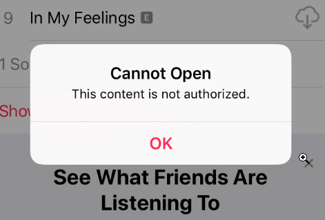 apple music this content is not authorized