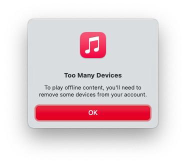 apple music too many devices