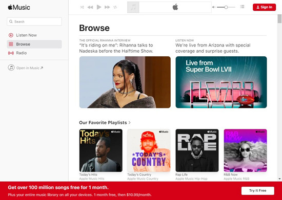 apple music web app browse