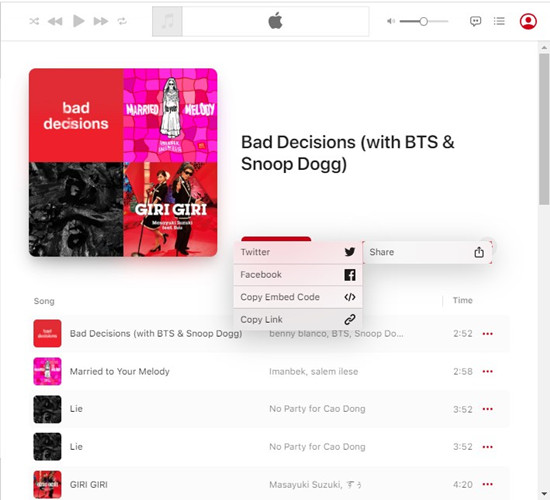 apple music web app playlist copy link