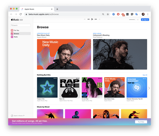 play apple music on web browser