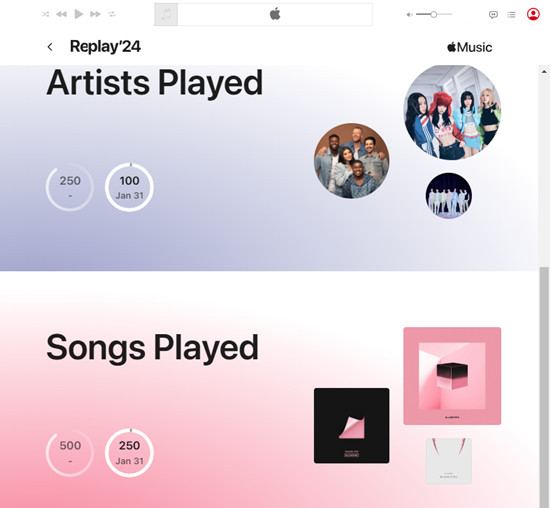 apple music web player artists songs played