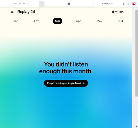 apple music web player month tab not listen enough