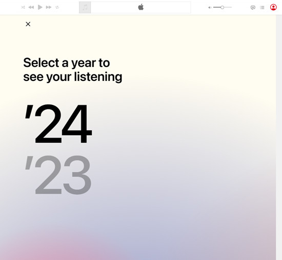apple music web player select a year