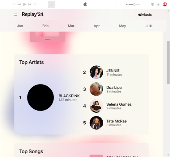 apple music web player top artists