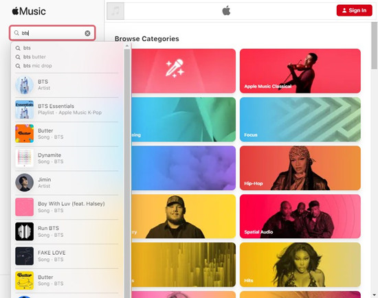 apple music web search