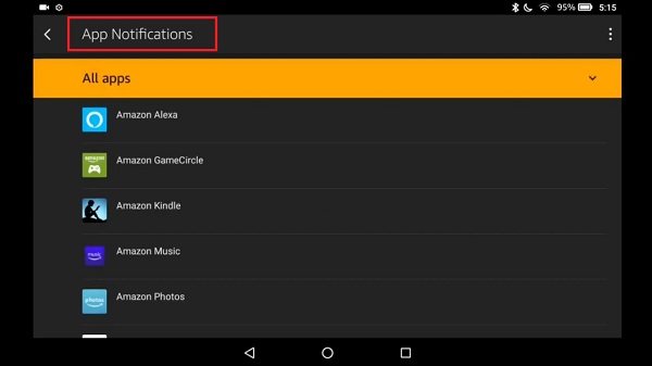 apps settings on kindle fire