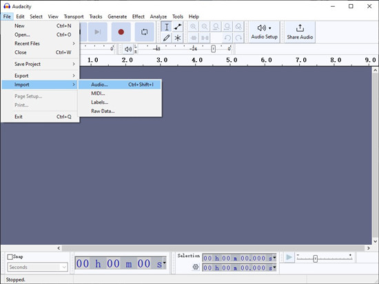 audacity import audio