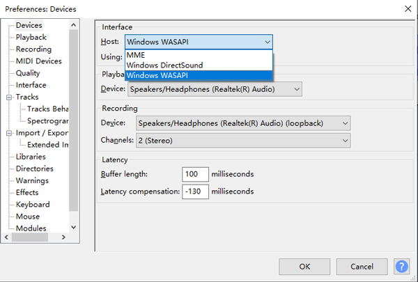 set audacity preference