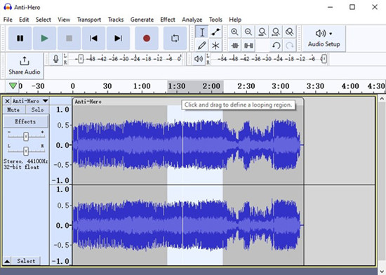 audacity selection tool