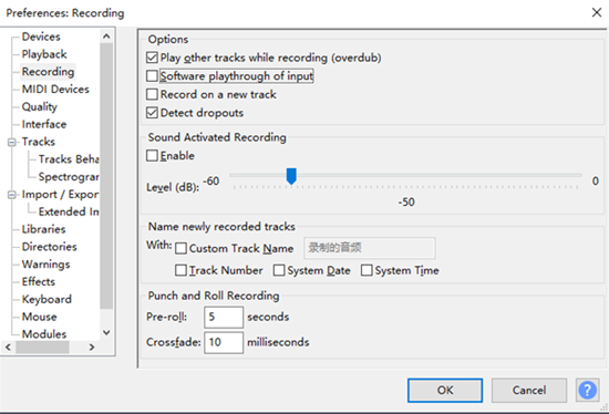 Audacity setting