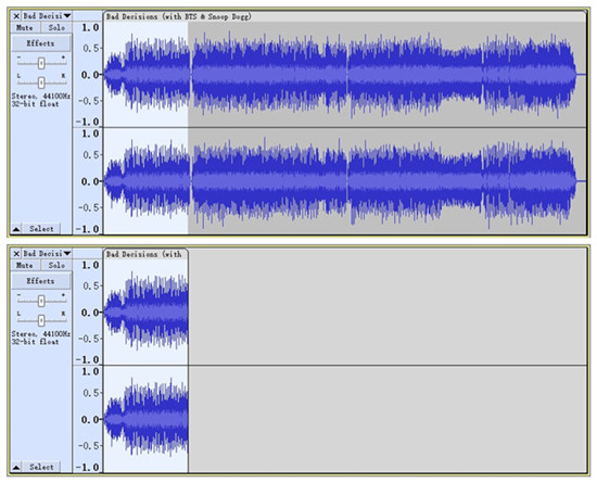 audacity trim audio with audio selected