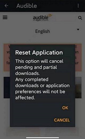 audible app reset application