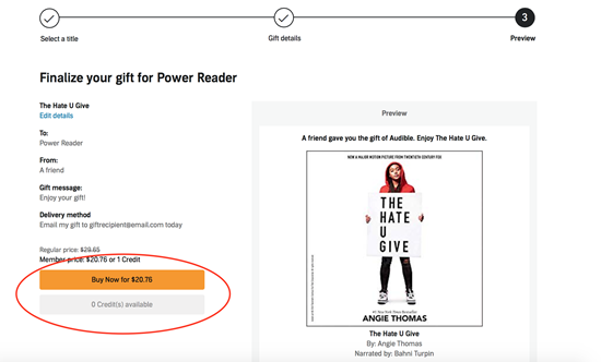 audible create a gift preview credits