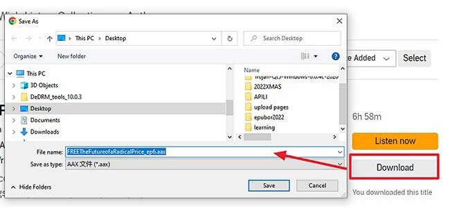 audible files stored on windows
