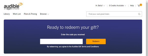 audible redeem your gift