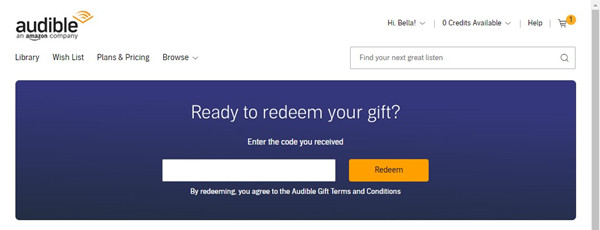 redeem audible redeem your gift