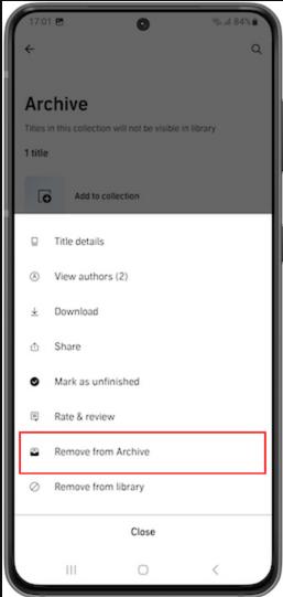 audible remove from archive