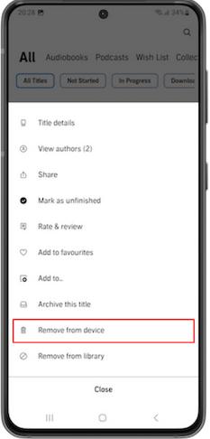 audible remove from device
