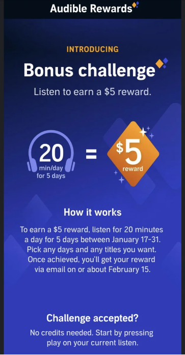 audible rewards bonus challenge