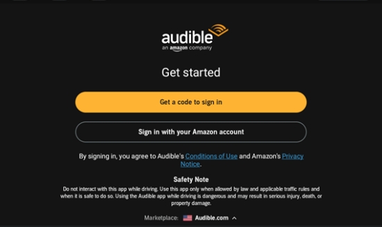 audible sign in android auto options