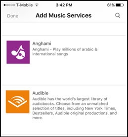 select Audible as Sonos music services