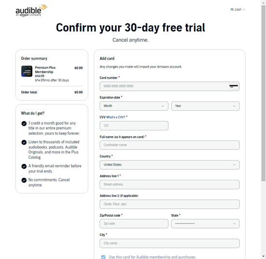 audible subscribe to free trial