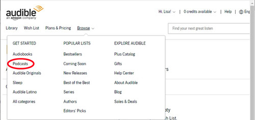 audible web browse podcasts