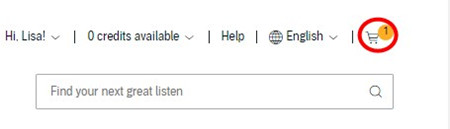 audible website shopping cart icon