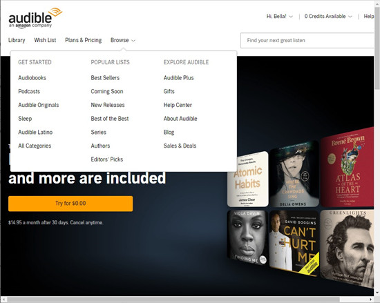 audible website shorcut