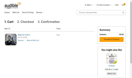 audible.com cart checkout