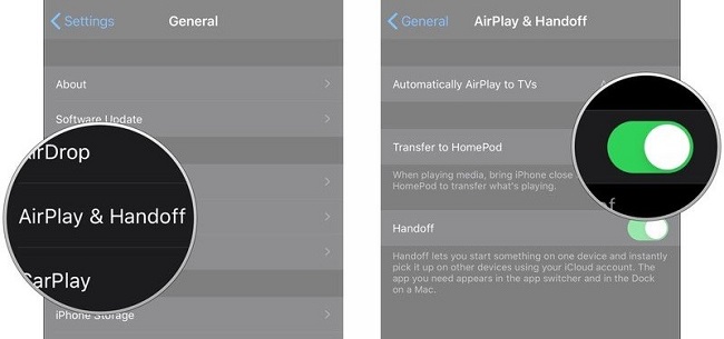 play audiobook on homepod with handoff