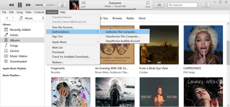 authorize pc for itunes