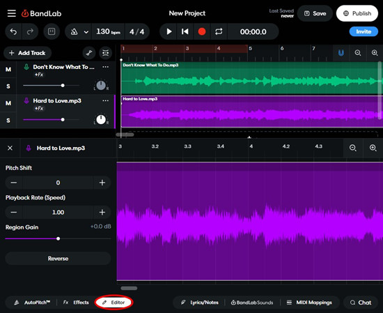 bandlab project editor