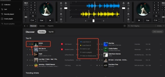 beatsource choose song