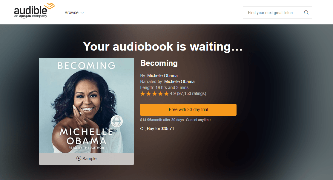 audible audiobook becoming