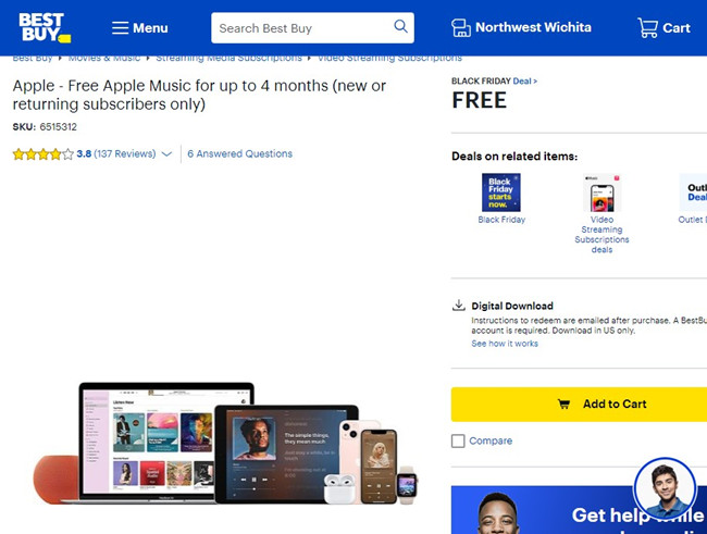 bestbuy apple music 4 months free