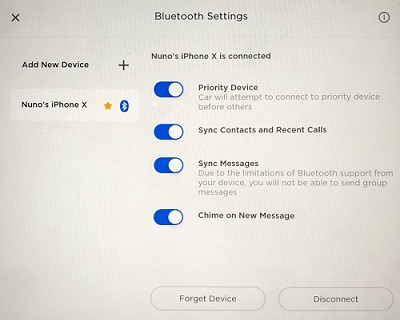 bluetooth on tesla