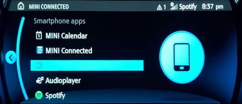bmw mini connected menu audioplayer spotify