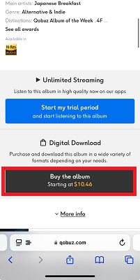 buy music on qobuz on mobile