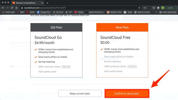 cancel soundcloud free trial on computer