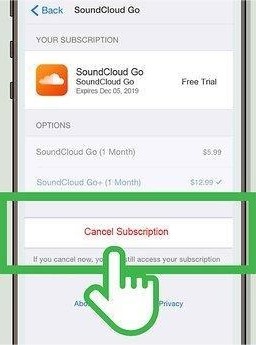 cancel soundcloud subscription on iphone