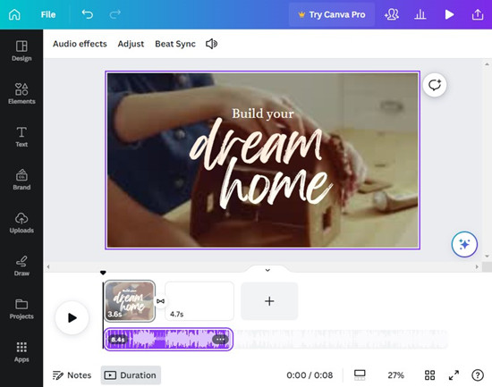 canva design added audio