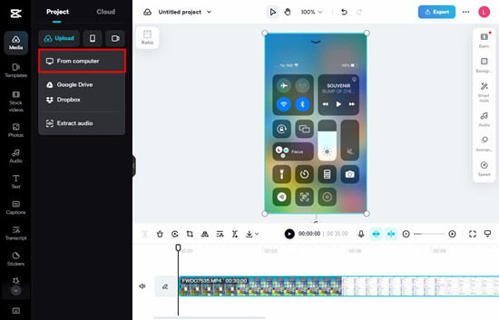 capcut online media upload from computer