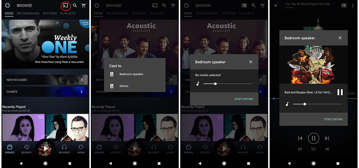 cast amazon music to google home