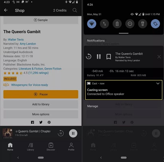 cast audible via google home