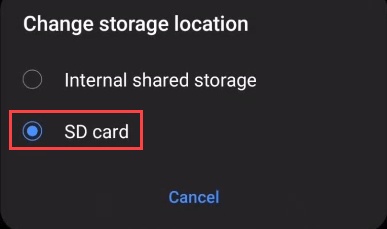 change amazon music storage to sd card