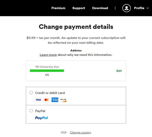 change payment details